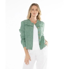 Jump Boxy Linen Jacket - HONEY DEW