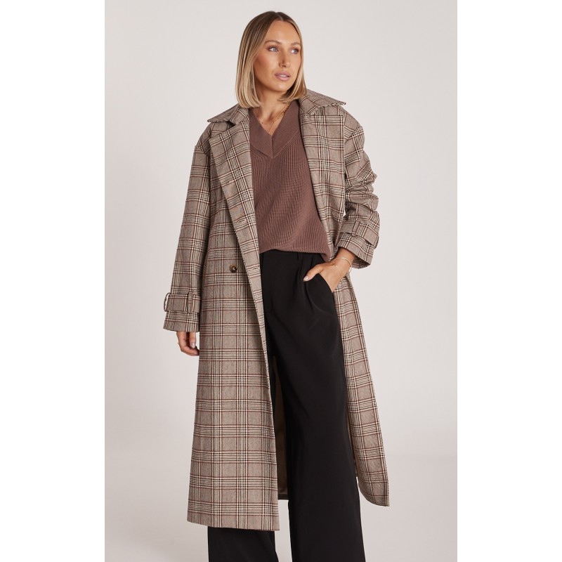 Sawyer Trench Coat - COCOA CHECK Sawyer Trench Coat - COCOA CHECK