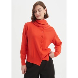 Tirelli - Wrap Collar Knit - Flame