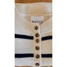 Maxted Clothing - Breton Stipe Button Henley - Ivory/NAVY Maxted Clothing - Breton Stipe Button Henley - Ivory/NAVY
