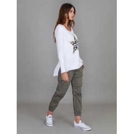 3rd Story - Dylan Leopard Star L/S Tee - WHITE