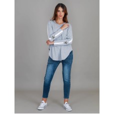 3rd Story - Junee Leopard Star Long Sleeve T Shirt - GREY MARLE