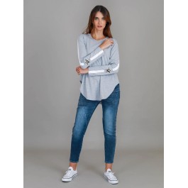 3rd Story - Junee Leopard Star Long Sleeve T Shirt - GREY MARLE