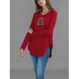 3rd Story - Abella 3S Leopard Long Sleeve T Shirt - GOJI RED