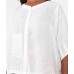 Agathe short sleeve linen top - WHITE