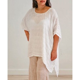 Luna Linen Kaftan Top -  WHITE