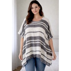 Luna Linen Oversized Kaftan Top - Black/White Luna Linen Oversized Kaftan Top - Black/White