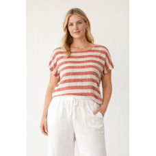 Rustic Linen - Carina Linen Box Top (ROSE PINK STRIPE) Rustic Linen - Carina Linen Box Top (ROSE PINK STRIPE)
