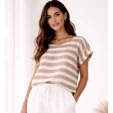 Rustic Linen - Carina Linen Box Top (CLAY STRIPE) Rustic Linen - Carina Linen Box Top (CLAY STRIPE)