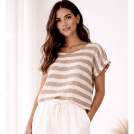 Rustic Linen - Carina Linen Box Top (CLAY STRIPE)