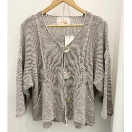 La Luna - Cotton Knit Cardigan - SILVER