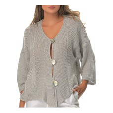 La Luna - Cotton Knit Cardigan - SILVER