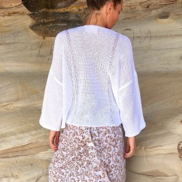 La Luna - Cotton Knit Cardigan - WHITE