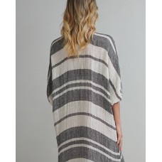 Luna Linen Oversized Kaftan Top - Black/White Luna Linen Oversized Kaftan Top - Black/White