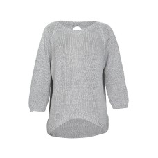 La Luna - Cotton Knit Top/Pullover - Open Back - Silver