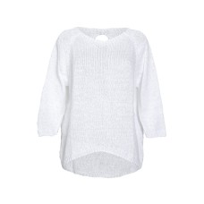 La Luna - Cotton Knit Top/Pullover - Open Back - WHITE